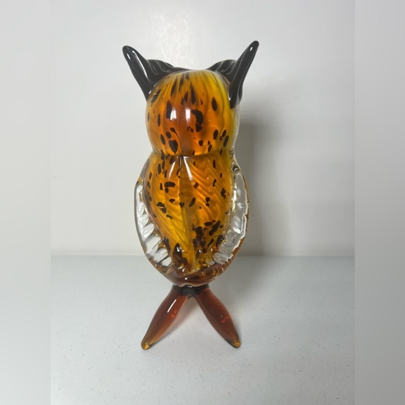 GCA Hand Blown Glass Amber Perched Owl Vintage Heavy MCM - Picture 5 of 16